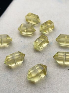 天然柠檬黄水晶双尖随形搭配水晶手串DIY饰品配件通孔隔珠