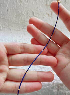 「星落」925纯银1mm青金石极简风手链女款超细克莱因蓝手饰小众