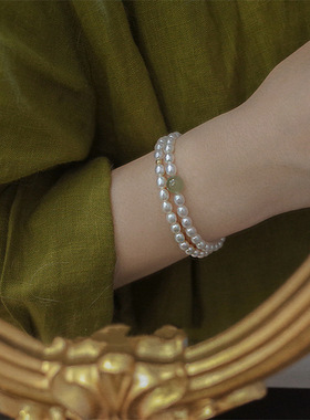 2021时尚简雅和田玉配珠手链珍珠手串简约清新女款手链