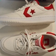 Converse Comfortable and versatile non-slip wear-resistant casual low-top shoes for men and women, white and red A10348C