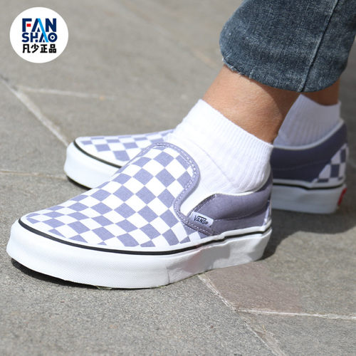 VANS范斯slip on经典黑白棋盘格一脚蹬情侣休闲帆布鞋VN000EYEBWW - 图1