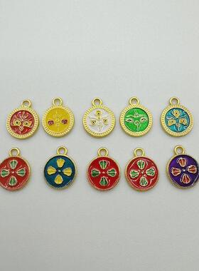 古法哑金色五路财神配件烧蓝滴油手串配件锌合金饰品diy饰品材料