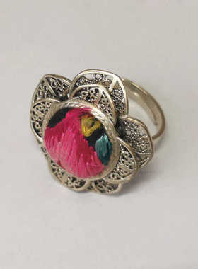 老绣民族风戒指指环苗银