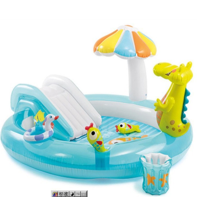 INTEX加厚游泳池钓鱼池充气球池宝宝戏水池泳池家用带滑梯泳池 - 图3