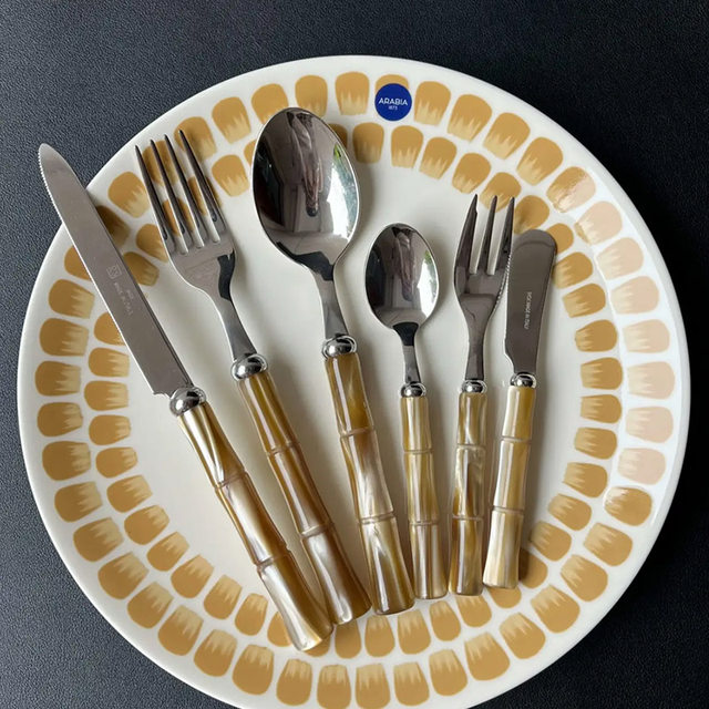 Italian Rivadossi bamboo joint knife and fork spoon 304 stainless steel steak knife imported high-end western dining tableware set