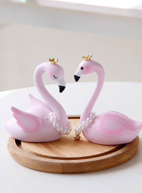 爱情天鹅火烈鸟树脂装饰品摆件
