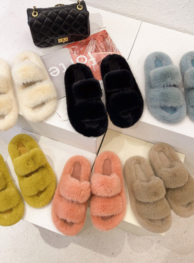 New women's thick soled home women's plus size fur slippers