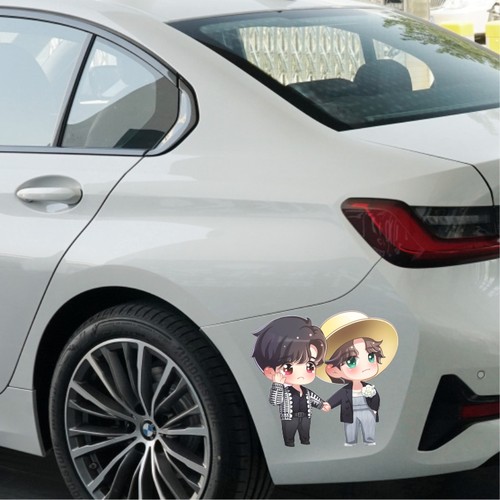 肖战王一博Q版博君一肖汽车身油箱盖电脑行李箱装饰卡通遮盖贴纸 - 图1