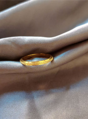 素圈磨砂金色戒指情侣对戒指潮