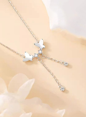 新款s925纯银小蝴蝶锁骨项链女