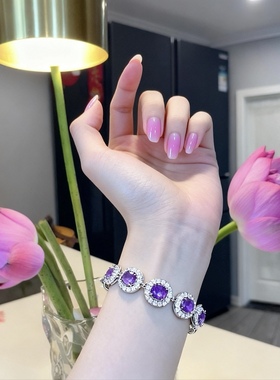 石秀堂紫色水晶皓石手链可调节大小原创设计新款轻奢个性送礼物