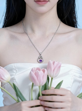 石秀堂原创设计天然紫水晶项链女款锁骨链高级感轻奢小众颈链配饰