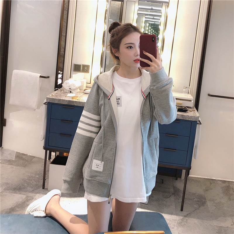 tb卫衣外套女宽松韩版2021新款春秋季连帽拉链潮ins情侣长袖开衫_虎窝淘