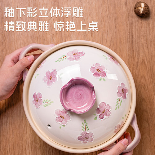 爱仕达砂锅家用燃气炖锅陶瓷煲仔饭炖汤锅耐高温干烧不裂沙锅汤锅 - 图1
