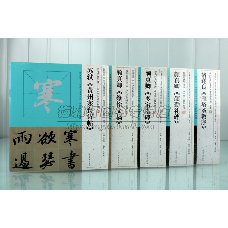 中小学生描红字帖我向经典学书法(全套5册)名家经典碑帖颜真卿多宝塔颜勤礼碑祭侄文稿褚遂良雁塔圣教序书法临摹米字格帖河南美术