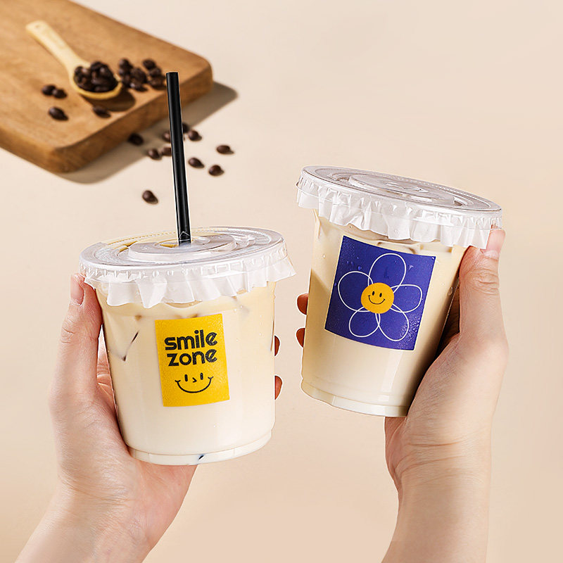 奶茶杯子一次性PET冷饮杯透明带盖自制咖啡杯饮料杯饮品杯塑料杯_虎窝淘