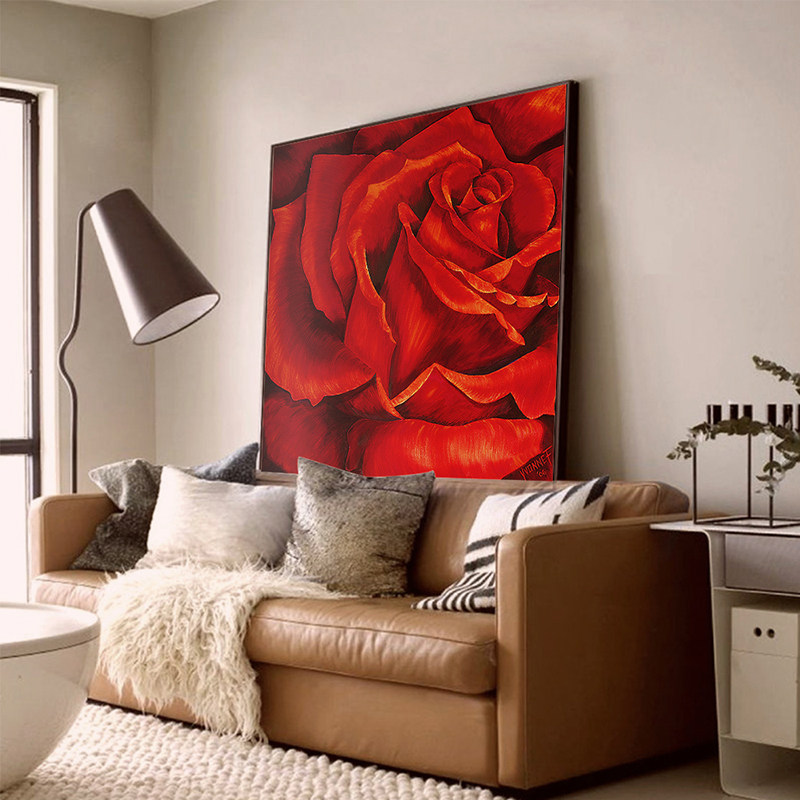 红色玫瑰花客厅沙发背景墙高级感装饰画餐厅壁画主卧卧室床头挂画,淘宝优惠券,粉丝福利购,淘宝优惠卷