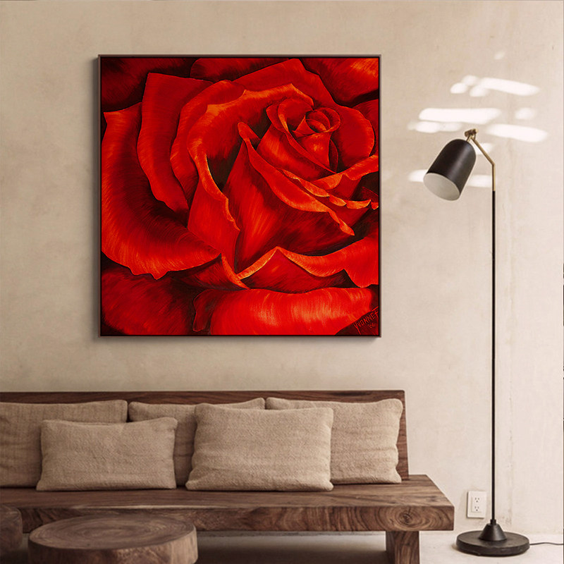 红色玫瑰花客厅沙发背景墙高级感装饰画餐厅壁画主卧卧室床头挂画,淘宝优惠券,粉丝福利购,淘宝优惠卷