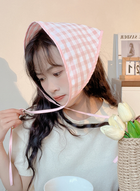 夏季丝巾韩版女士百搭粉色三角巾