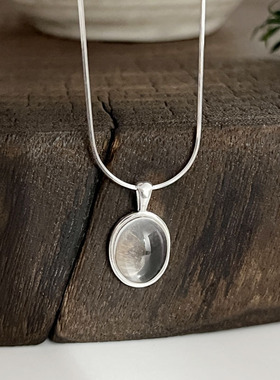 925纯银椭圆琉璃蛇骨项链女简约轻奢感气质不掉色锁骨链7292a