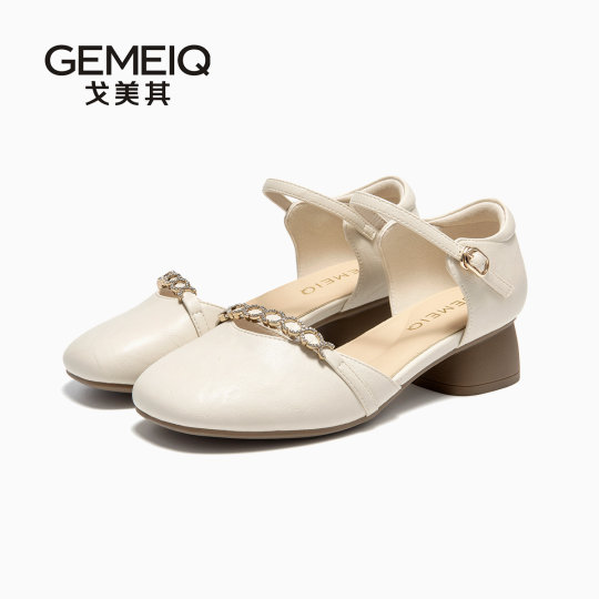 戈美其厚底包头凉鞋女款2025新款夏季仙女风气质粗跟单鞋配裙子