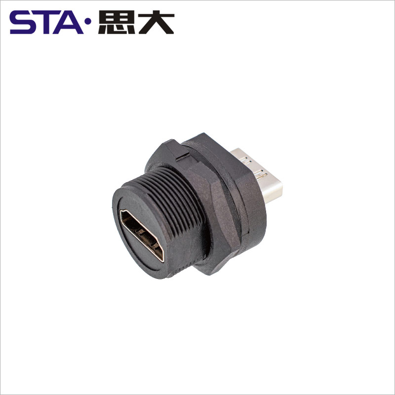 HDMI防水连接器直通双头PCB板插座母转公IP67航空插头4K高清显示 - 图1
