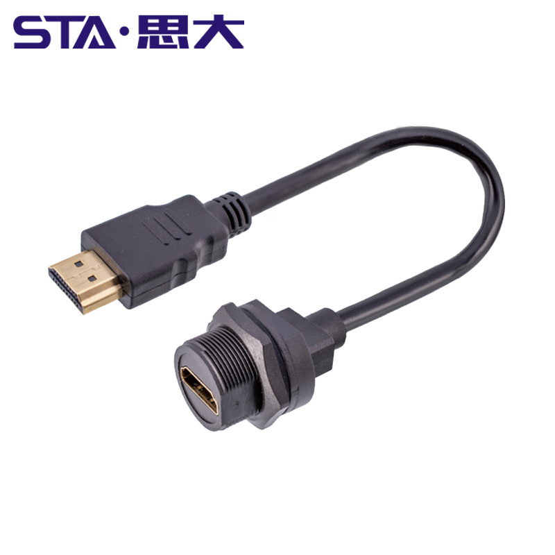 HDMI防水连接器直通双头PCB板插座母转公IP67航空插头4K高清显示 - 图2