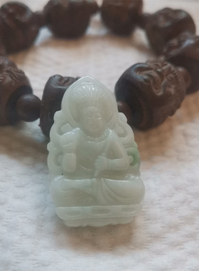 天然翡翠玉不动尊菩萨吊坠玉石生肖属鸡守护神项链挂件男女款饰品