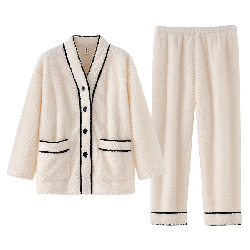 南极人秋冬季睡衣女款珊瑚绒加绒加厚套装法兰绒高级感保暖家居服