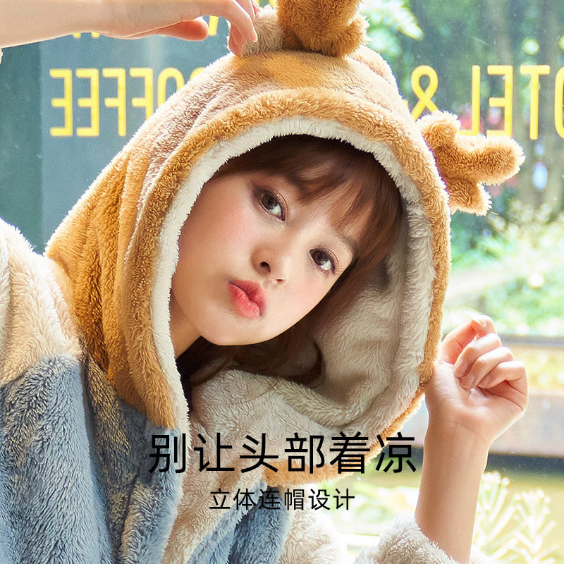 芬腾可安情侣睡衣秋冬珊瑚绒男女加厚加绒长款睡袍法兰绒保暖套装,淘宝优惠券,粉丝福利购,淘宝优惠卷