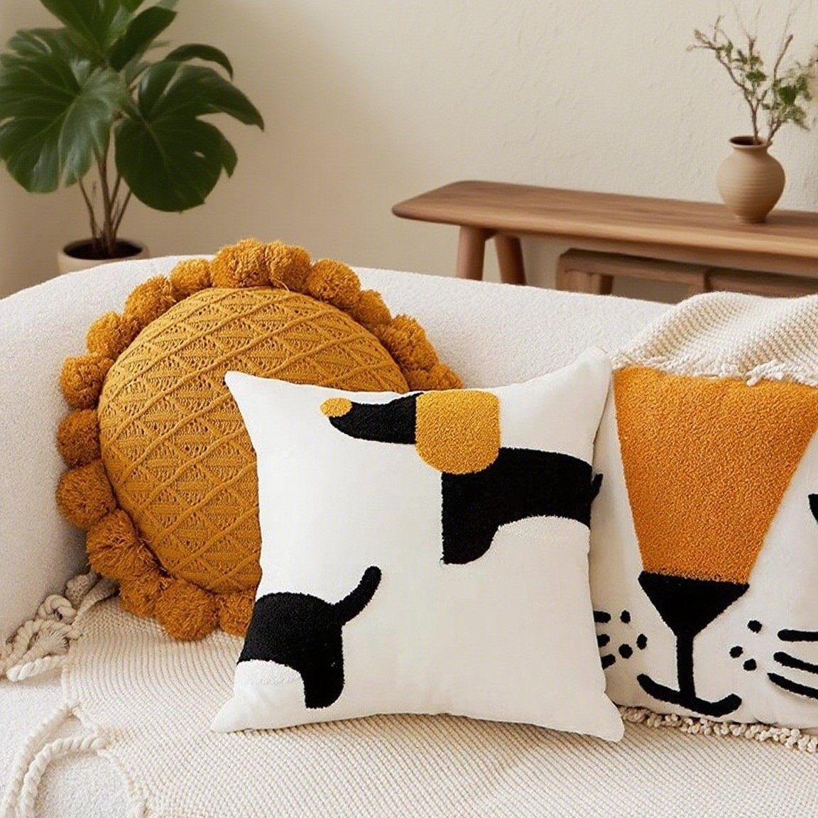 刺绣现代简约狗狗抱枕靠枕套ins风动物可爱沙发儿童抱枕套萌宠,淘宝优惠券,粉丝福利购,淘宝优惠卷