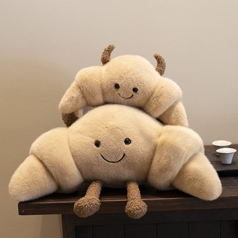 可爱牛角包靠垫抱枕公仔卡通毛绒玩具ins风面包创意毛绒玩偶家居,淘宝优惠券,粉丝福利购,淘宝优惠卷