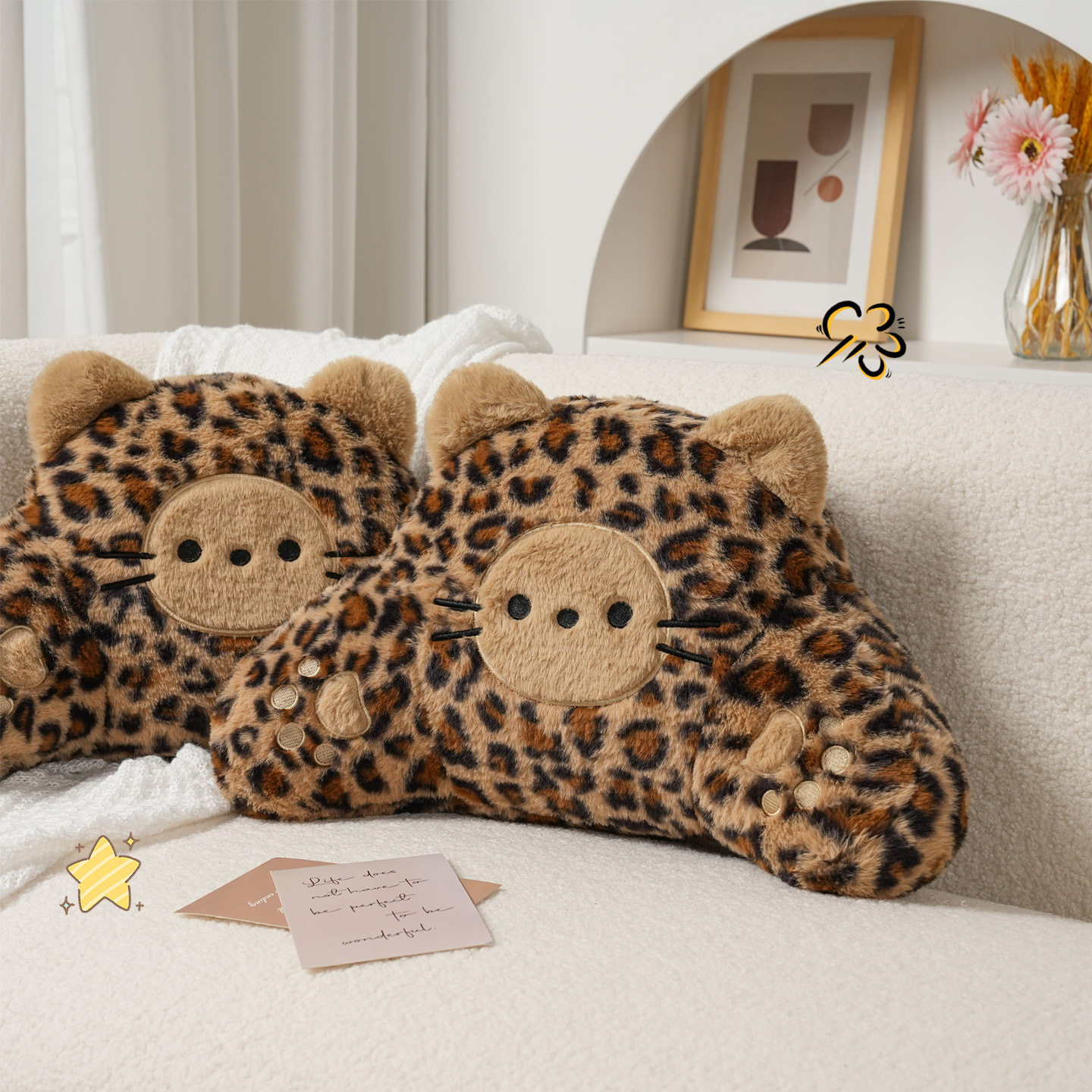 跨境豹纹沙发抱枕毛绒冬季保暖卧室靠枕茶几飘窗靠垫房间装饰腰枕,淘宝优惠券,粉丝福利购,淘宝优惠卷