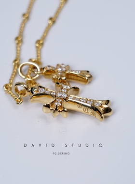 十字架大小号情侣真钻网红同款