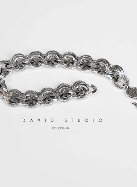 纯银做旧刻字情侣手环