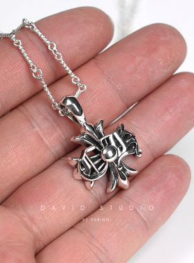 david纯银925纯银实心做旧情侣竹节项链 ins推荐个性百搭女款