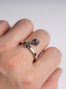 david925纯银做旧刻字短款