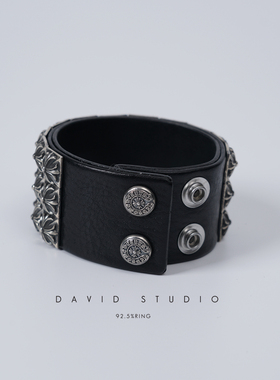 david十字花男女做旧款皮手环