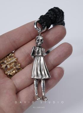 davidstudio925纯银骷髅皮绳