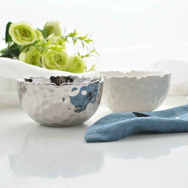 欧式工艺电镀陶瓷小碗仔 美食展示小吃碗 餐饮酱料碗 纯色碗 瑕疵