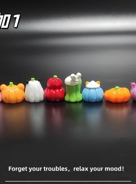 E加1 万圣节可爱南瓜微景观园艺造景小摆件 车载办公桌面治愈礼物