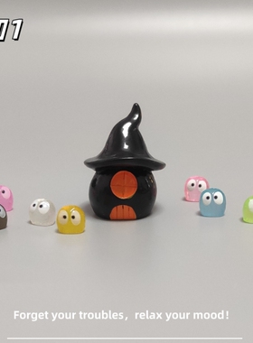 E加1 万圣节装饰品可爱卡通恶魔小精灵微景观创意园艺造景小摆件