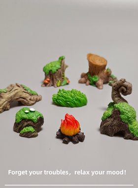 E加1 微景观创意可爱树桩园艺小摆件车载桌面装饰工位解压小礼物