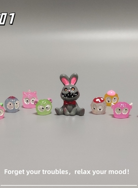 E加1 万圣节幽灵可爱卡通恶魔兔微景观创意园艺造景装饰品小摆件