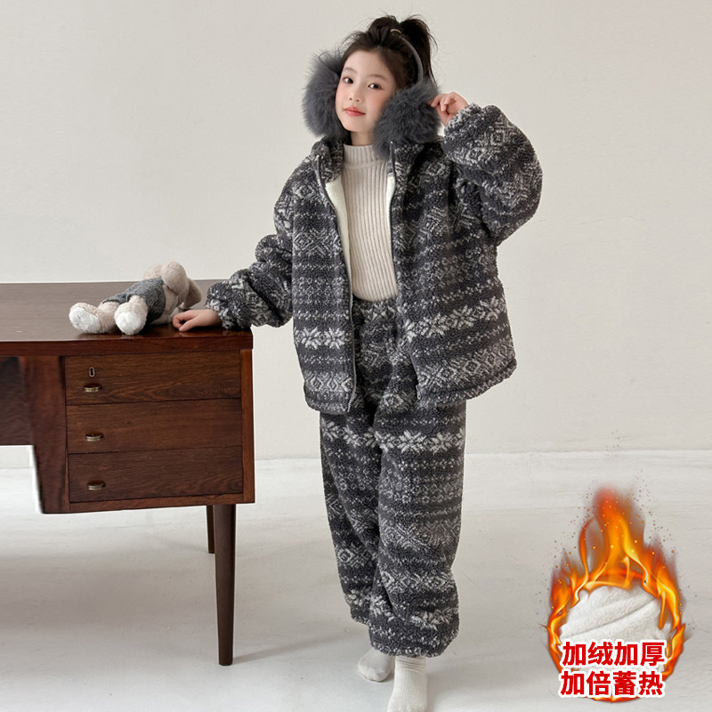 女童三层加厚睡衣新款珊瑚绒保暖女孩大童家居服套装儿童冬装童装,淘宝优惠券,粉丝福利购,淘宝优惠卷