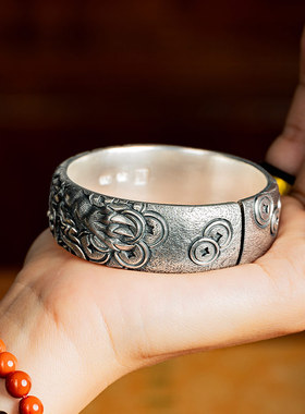 百银貔貅招财足银大师傅银手镯