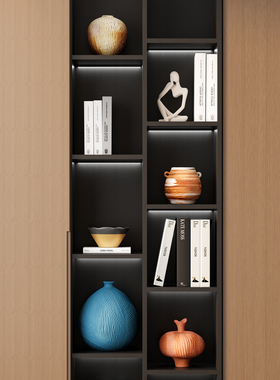中古风领导办公室书柜陶瓷高档摆件样板房开放格壁龛软装小众饰品