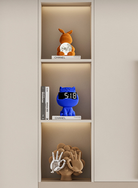 现代轻奢高级感客厅展示柜植绒摆件样板房电视柜小众多巴胺装饰品