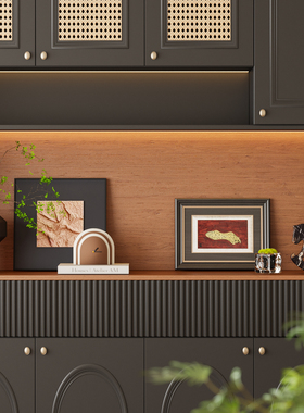 中古风客厅入户玄关柜摆件侘寂样板房餐边柜桌面艺术小众软装饰品