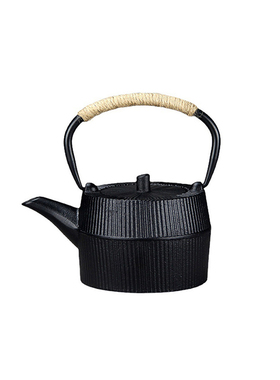 现代氛围感样板间洽谈茶几摆件黑托盘铸铁壶玻璃杯茶室茶席装饰品